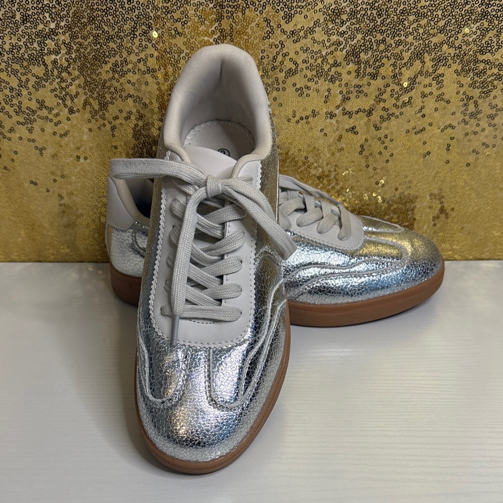Shimmering Silver Sneakers
